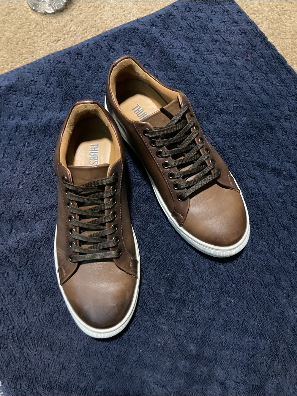 Thursday Boot Company Brown Leather Low-Top Sneakers w/White Sole - Picture 2 of 5
